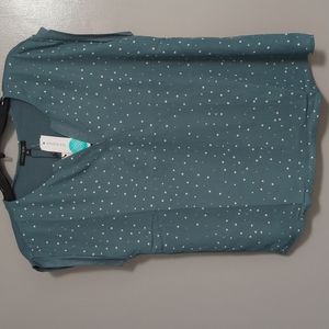 Teal mixed material blouse